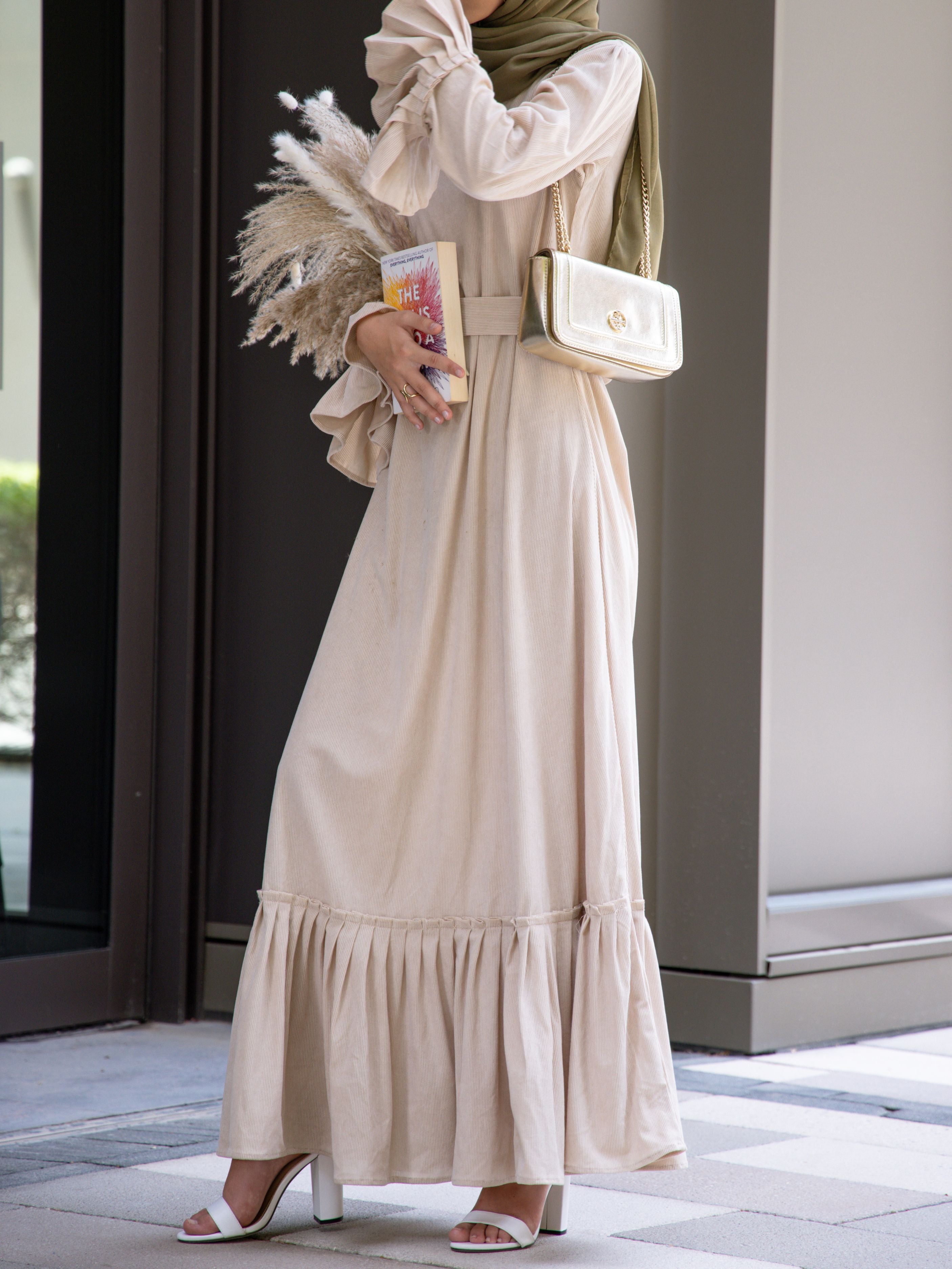 Beige Corduroy Dress